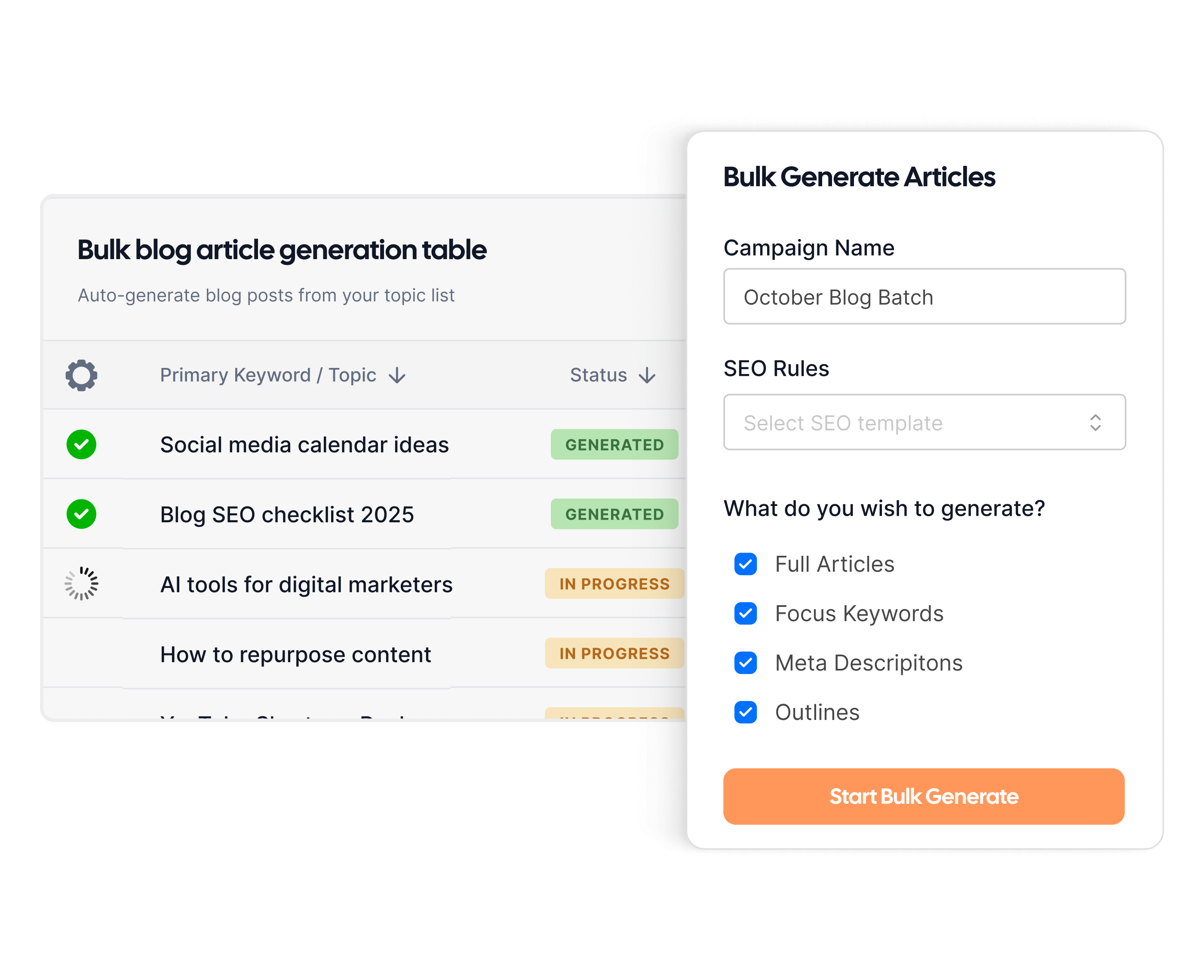 Create, publish, & scale in bulk